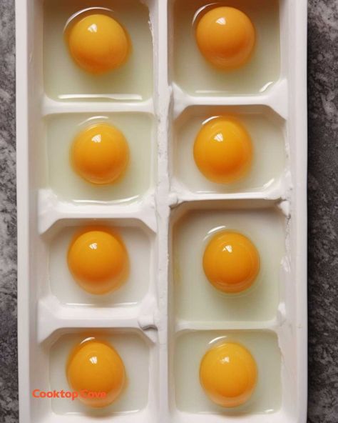 Crack eggs into ice cube tray & put in freezer. Here's why Meal Prep Freezer Meals, Prep Freezer Meals, Slow Cooker Kitchen, Storage Tricks, Meal Prep Freezer, Egg Sausage, Perfect Baked Potato, Freezing Eggs, Dump Dinners