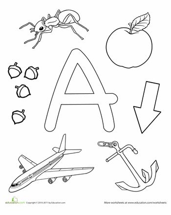 Worksheets: A Is For... Abc Preschool, Preschool Phonics, Letter Practice, Preschool Reading, Preschool Resources, Alphabet Games, The Letter A, Kid Projects, Printables Free Kids