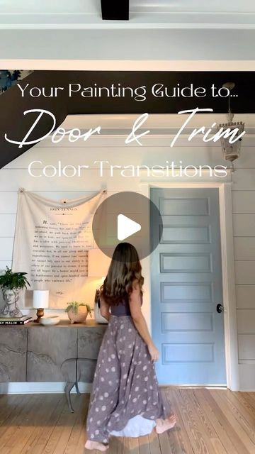 Brittany Palazzo on Instagram: "One of the easiest ways to add a more custom look to your home as well as a fun way to add a little unexpected color and fun is PAINTED DOORS! Truly… it’s as simple as white doors painted a simple black or a soft warm gray that can go a LONG WAY! Or in my case, how about blue, pink, green and gray? 😉 Answering one of my most asked questions… how do you make the color transitions??? And turning it into a reel! Which color is you FAVE? ♥️♥️♥️" How To Transition Paint Between Rooms, Paint Transition Between Rooms, Paint Doors White, Most Asked Questions, Green And Gray, White Doors, Door Trims, Door Color, Painted Doors