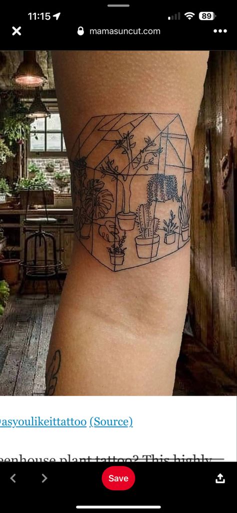 Horticulture Tattoo, House Plant Sleeve Tattoo, Century Plant Tattoo, Greenhouse Tattoo, Greenhouse Linocut, Plant Tattoo, Tattoos For Guys, Tattoos, Plants