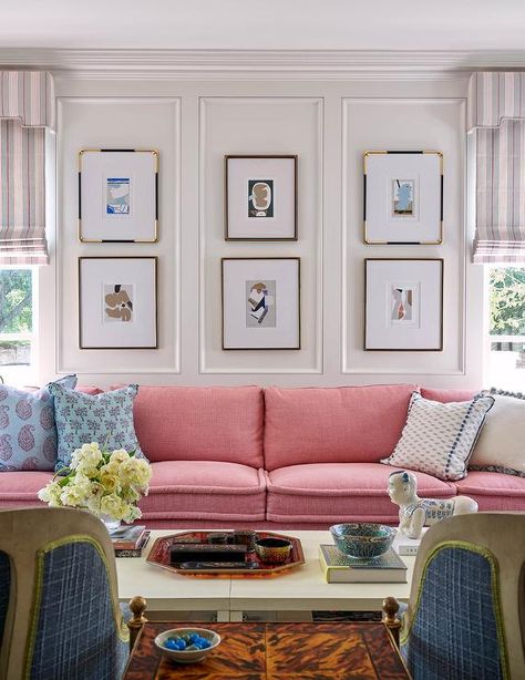 Pink Chairs Office, Multi Function Office Space, French Eclectic House Exterior, Eclectic Grand Millennial Style, Hgtv Aesthetic, Collins Interiors, Eclectic Living Room Design, La Apartment, Pastel Home Decor