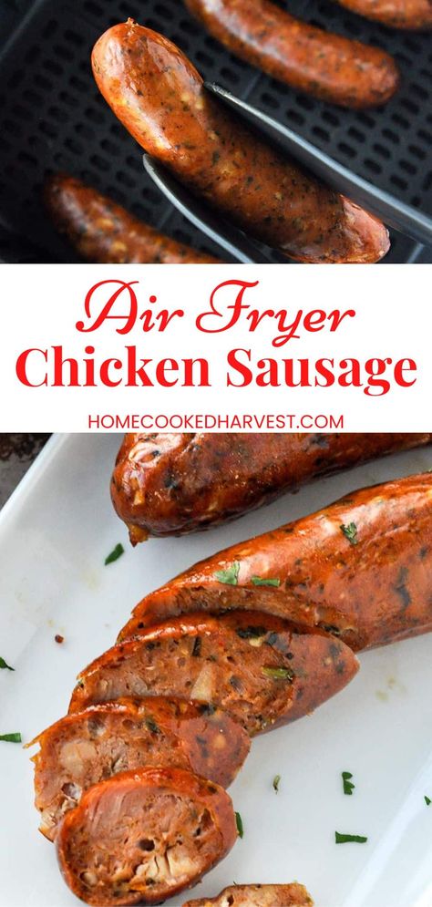 Air Fryer Chicken Sausage, Sausage In The Air Fryer, Air Fryer Dinner, Chicken Sausage Recipes, Turkey Italian Sausage, Italian Chicken Sausage, Cooking Frozen Chicken, Chicken Apple Sausage, Chicken Breakfast