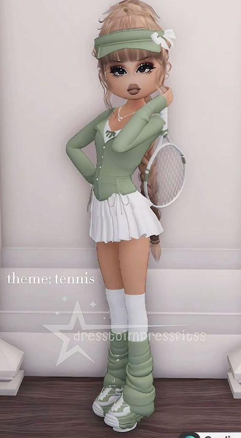 Tennis Dti Outfit, Sport Dti Outfit Ideas, Tennis Outfit Dress To Impress, Dress To Impress Outfits Roblox Game Theme Countryside, Clean Girl Dress To Impress Roblox Game, Tennis Dress To Impress, Dti Sports Outfits, Summer Dress To Impress Roblox Game, Sport Dress To Impress Outfit