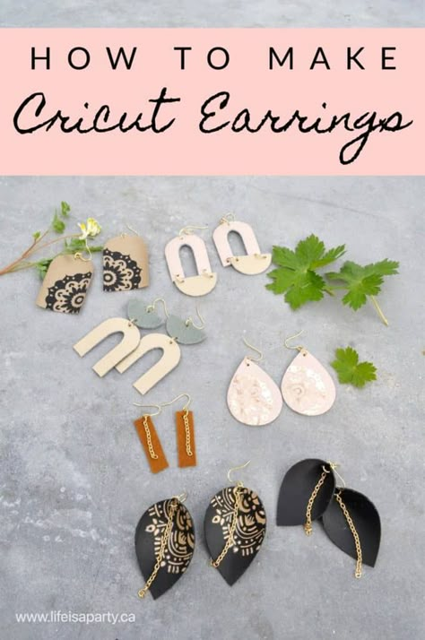 How To Make Earrings With A Cricut: design leather & faux-leather earrings in Cricut Design Space, add iron-on vinyl. It’s easy and fun to learn how to make earrings with a Cricut machine. You can make them out of lots of different materials, including leather and faux leather. This beginners guide on how to make... The post How To Make Earrings With A Cricut appeared first on Life is a Party. Earring Patterns For Cricut, Cricut Maker 3 Earrings, Cricut Joy Earrings, How To Make Leather Earrings With Cricut, Diy Earrings With Cricut, How To Make Faux Leather Earrings Cricut, Making Earrings With Cricut, How To Make Faux Leather Earrings, Leather Cricut Earrings