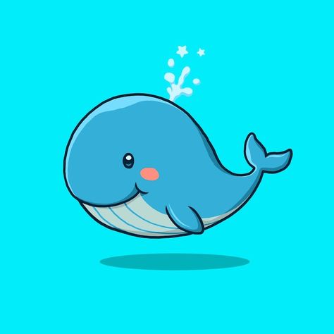 Cute blue whale cartoon isolated on blue | Premium Vector #Freepik #vector #whale-tail #whale #animal-mascot #kawaii-animals Blue Whale Drawing, Whale Cartoon, Sea Creatures Drawing, Whale Drawing, Octopus Illustration, Cartoon Whale, Sea Drawing, Whale Illustration, Blue Drawings