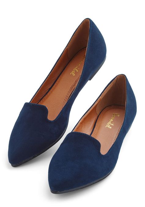 Navy Loafers, Modcloth Shoes, Daily Shoes, Navy Flats, Vintage Flats, Blue Suede Shoes, Minimalist Shoes, Leather Slippers, Shoe Closet