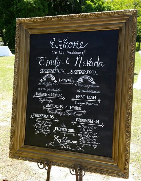 Bridal party sign Bridal Party Signage, Meet Our Wedding Party Sign, Meet Our Bridal Party Sign, Bridal Party Sign, Wedding Chalkboard Signs, Entry Signs, Party Names, Chalkboard Wedding, Wedding Bridal Party