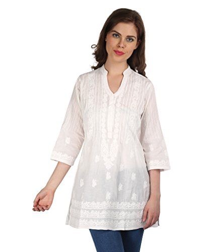 Ladies Tops Tunic Kurti Blouse Indian Chikankari Hand Emb... https://www.amazon.co.uk/dp/B01DUMHZC0/ref=cm_sw_r_pi_dp_48ANxbDECS1AD Embroidery Kurtis, Kurti Blouse, Short Kurti Designs, Tunic Kurti, Embroidered Blouses, Tunic Tops For Leggings, Chikankari Work, Kurtis Tops, Blouse Indian