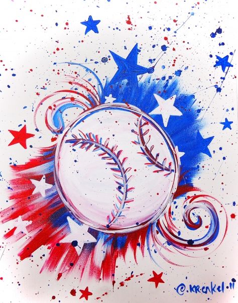 Baseball Window Painting Ideas, Baseball Art Projects, Baseball Painting Ideas, Baseball Mural, Baseball Painting, Drawing Summer, Scrapbooking Sports, Baseball Christmas, Baseball Crafts