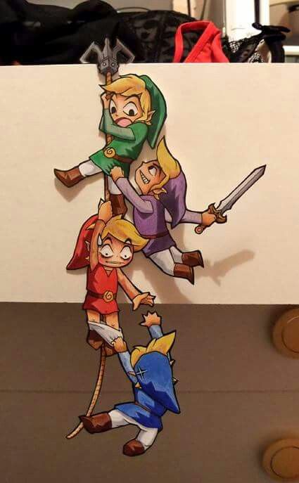 Four Swords, Toon Link, Paper Child, Legends Of Zelda, Wind Waker, Link Zelda, Zelda Art, Twilight Princess, Breath Of The Wild