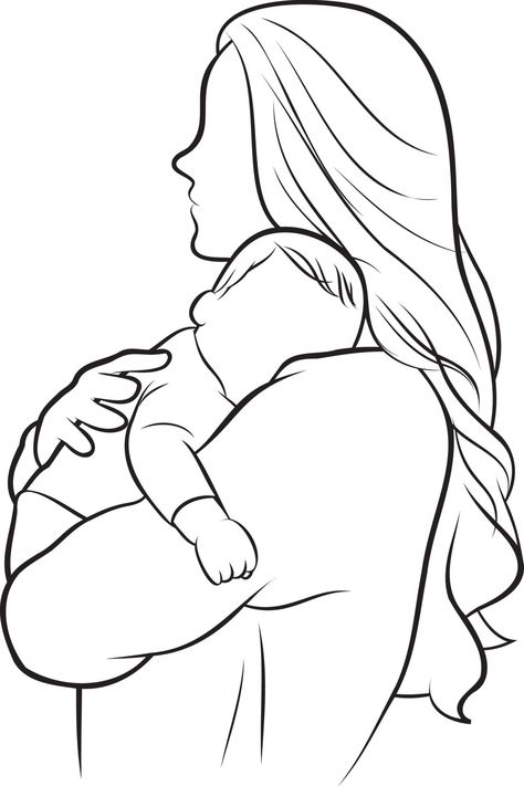 Download the Mother and Kid Line Drawing. 21194416 royalty-free Vector from Vecteezy for your project and explore over a million other vectors, icons and clipart graphics! Mother And Child Drawing, Mom Drawing, Baby Coloring Pages, Kitten Drawing, Children Sketch, Mother Art, Kids Line, Baby Drawing, Mom Art