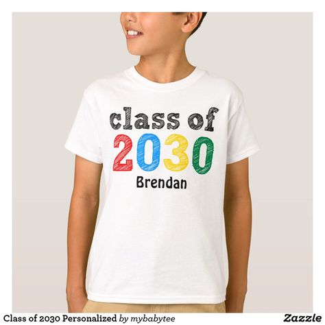 Class of 2030 Personalized T-Shirt Shop Class, Christmas Sale, Valentine Day Cards, Personalized T Shirts, Party Hats, Birth Announcement, Tshirts Online, Shirt Online, Kid Shoes