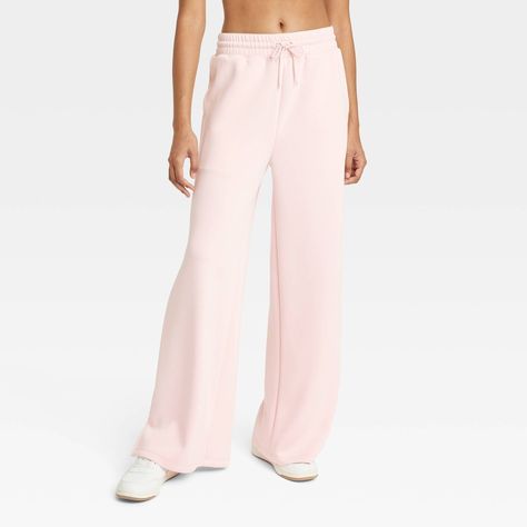 Seattle Fits, Wide Leg Sweatpants Outfit, Light Pink Sweatpants, Saturday Routine, Comfy Sets, Pink Sweatpants, Wide Leg Sweatpants, Rib Knit Cardigan, All In Motion