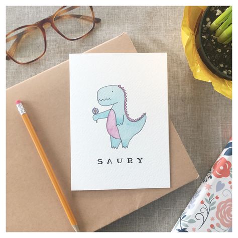 • S o r r y • inspired by my husband Sorry Card, Im Sorry Gifts, Apology Cards, Empathy Cards, Im Sorry Cards, Apology Gifts, Sorry Gifts, Dinosaur Cards, Pun Card