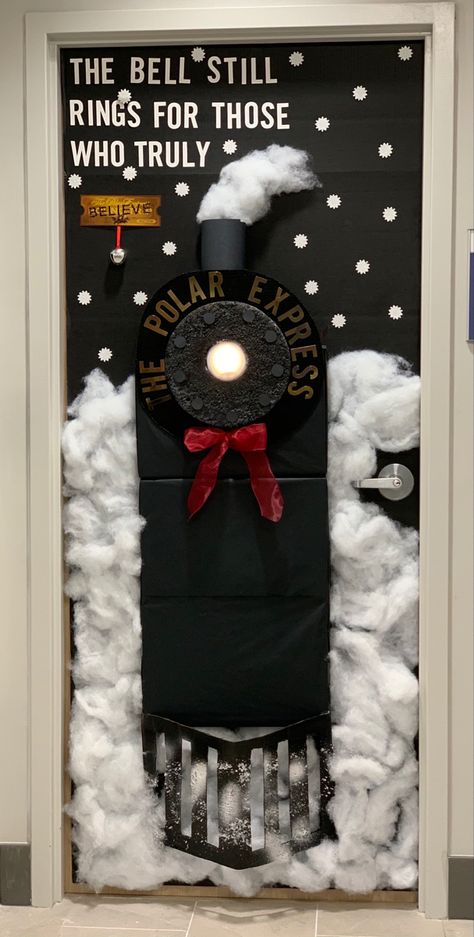 Polar Express Christmas Party, Hall Door, Polar Express Theme, Polar Express Christmas, Door Decorations Classroom Christmas, Christmas Doors, Classroom Christmas Decorations, Polar Express Party, Holiday Door Decorations