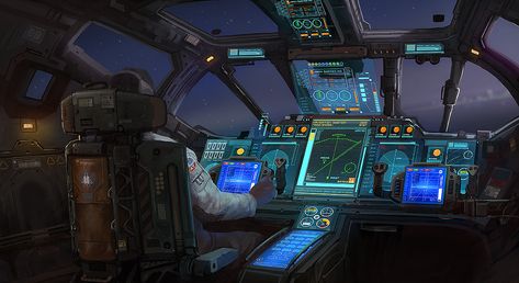 "Enjoy the flight." , Edouard Groult on ArtStation at https://www.artstation.com/artwork/eBW3Z Traveller Rpg, Space Ships Concept, Deco Led, Science Fiction Artwork, Spaceship Interior, Sci Fi Spaceships, Space Ship Concept Art, Starship Concept, Bg Design