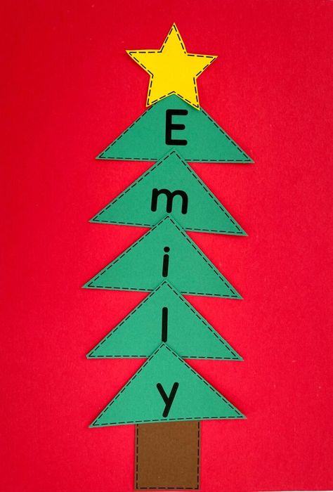 Name Activities - Ms. Stephanie's Preschool Christmas Tree Name Craft, Name Activities Preschool, Preschool Playground, Name Christmas Tree, Tree Name, Prek Crafts, Snowman Art, Christmas Name Tags, Name Crafts