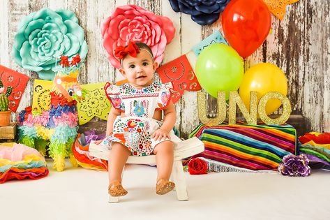 Fiesta cake smash - girl Fiesta Cake Smash, Fiesta Cake, Smash Cake Girl, 1st Birthday Photoshoot, Fiesta Theme Party, 1st Birthday Cake Smash, Twin First Birthday, Fiesta Theme, First Birthday Themes