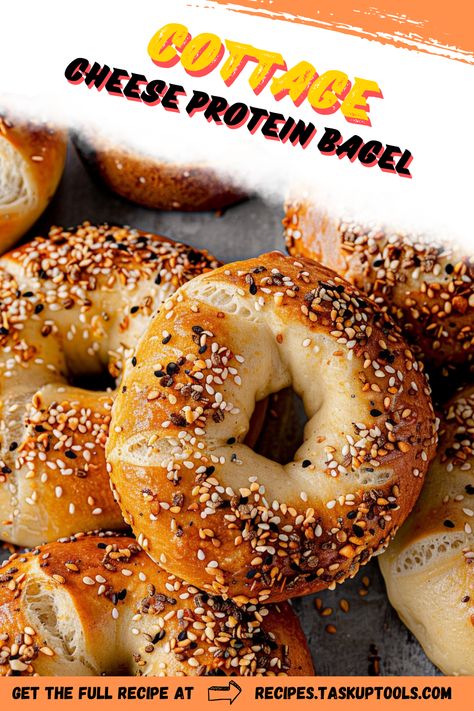 Discover a protein-packed twist on your favorite breakfast with our Cottage Cheese Protein Bagel. Perfect for health enthusiasts and foodies alike, this recipe combines the creamy richness of cottage cheese with the satisfying texture of a freshly baked bagel. Packed with protein, it's the ideal fuel for busy mornings or post-workout refueling. Whether you're aiming for a healthier lifestyle or simply love trying new culinary creations, this cottage cheese bagel promises both flavor and nutrition in every bite. Pin it now to elevate your breakfast Cottage Cheese Everything Bagel, Cottage Cheese Bagels Recipe, Cottage Cheese Bagels In Air Fryer, Protein Bagels With Cottage Cheese, Breakfast Cottage Cheese Recipes, Cottage Cheese Bagel Recipe, Cottage Cheese Baking, Everything Bagel Recipes, Cottage Cheese Protein Bagels