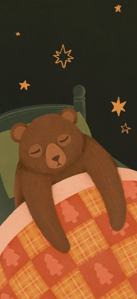 Cozy Cute Wallpaper, Bedtime Wallpaper Iphone, Cosy Wallpaper Iphone, Bear Vintage Wallpaper, Sleep Wallpaper Iphone, Relaxing Iphone Wallpaper, Bedtime Wallpaper, Sleep Wallpaper Aesthetic, Cozy Phone Wallpaper