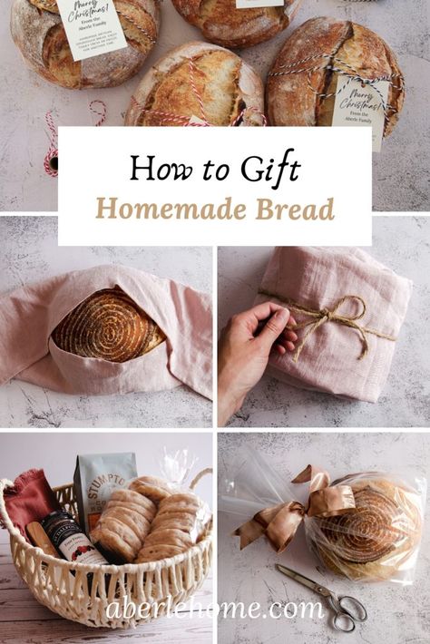 Bread As A Gift, Homemade Bread Gift, Gift Bread, Bread Gift, Bread Gifts, Round Bread, Gift Homemade, Homemade Gift Baskets, Christmas Bread