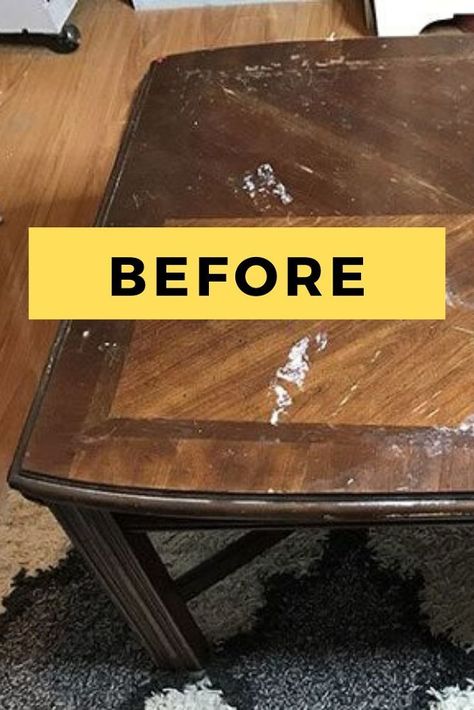 If you're looking for inspiration for painted furniture for your coffee table makeover project you'll love this creative inspiration. Check out the before and after photos to see how you can redo an old table into a shabby chic masterpiece. #diy #table #makeover Resurface Coffee Table Top, Redone Coffee Table Diy, Redoing A Coffee Table, Upgrade Coffee Table Diy, Two Tone Coffee Table Diy, Diy Old Table Makeover, Redo Coffee Table Diy, Square Coffee Table Makeover, Before And After Coffee Table