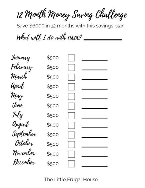 12 Month Money Saving Challenge, 6000 Savings Plan, 12 Month Savings Plan, Month Money Saving Challenge, Cash Saving Challenge, 12 Month Savings Challenge, Savings Challenge Monthly, Saving Money Chart, Money Chart