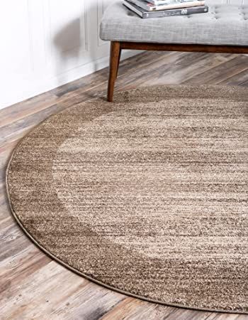 Unique Loom Del Mar Collection Area Rug- Transitional Inspired with Modern Contemporary Design (8' 0 x 8' 0 Round, Beige/ Tan) Area Rug Under Dining Table, Rug Under Dining Table, Loft Area Rug, Simple Rug, Round Carpet Living Room, Monochromatic Color Scheme, Carpet Dining Room, Round Carpet, Industrial Area Rugs