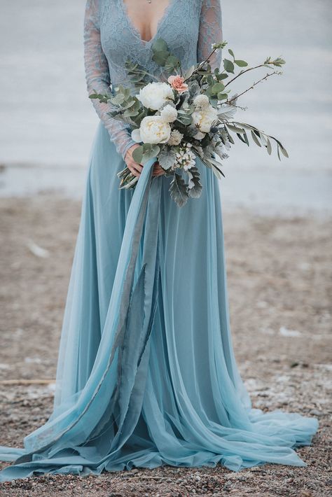 November Wedding Dress, Elaborate Dresses, November Wedding Dresses, Powder Blue Gown, Blue Wedding Gowns, Scandinavian Wedding, November Wedding, Gown Bridal, Bridal Musings