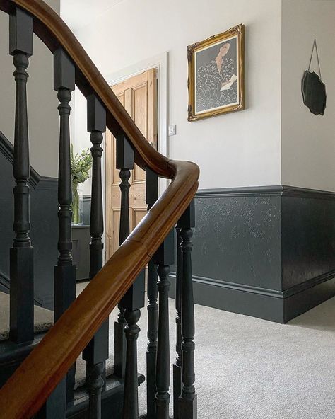 Edwardian Terrace Hallway, Victorian Stairwell, Hallway Decorating Colours, Victorian Features, Terrace Hallway, Scandi Hallway, Edwardian Decor, Apartment Apothecary, Edwardian Hallway