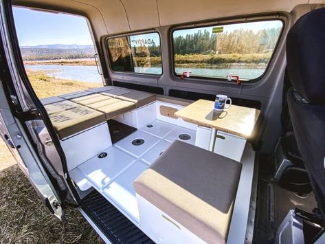 Van Conversion Kit Happier Camper | Apartment Therapy Transit Camper Conversion, Ford Transit Camper Conversion, Happier Camper, Van Conversion Kits, Camper Furniture, Camper Flooring, Caravan Salon, Mercedes Camper, Mercedes Sprinter Camper