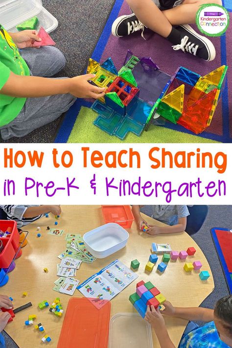 In Pre-K and Kindergarten we work on important social skills like sharing! How can we encourage sharing in our classrooms? What do we do if a student doesn’t want to share? Here are some easy and effective tips for how to teach sharing in Pre-K & Kindergarten! Sharing For Preschoolers, Prek Sharing Activities, Social Activities For Kindergarten, Kindergarten Sharing Activities, Preschool Social Stories Free, Sharing Activities For Kindergarten, Prek Friendship Crafts, Sharing Preschool Activities, Kindergarten Social Skills Activities