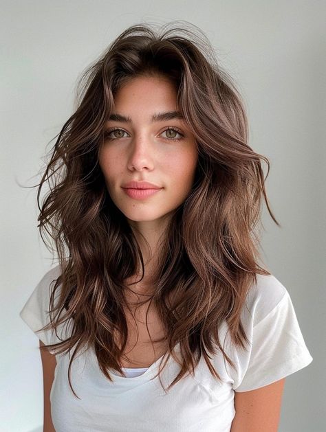 Medium Wavy Hairstyle Ideas Long Layers Medium Length Hair Curly, Medium Beachy Haircut, Mid Wavy Hairstyles, Naturally Wavy Haircuts Medium, Natural Wavy Medium Length Hair, Medium Haircut Curly, Wavy Curly Hairstyles Medium, Wavy Hairstyles Side Part, Wave Haircut Women