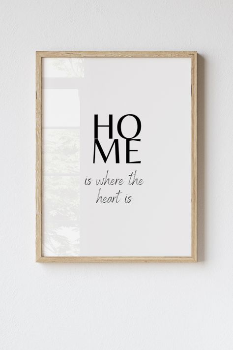 Home is where the heart is wall art | Looking for a home quote wall art? This printable home quote wall art is a great home decor idea for the entryway or living room! This digital download comes in multiple sizes that you can print from! #homeiswheretheheartiswalldecor #homequotewall #homequotewallart #homedecor #homedecorideas #homedecorprints #homedecorprintables Living Room Word Art, Loving Home Quotes, Home Is Where Your Heart Is, Home Is Where The Art Is, Entryway Wall Art Ideas, Wall Sayings Decor Quotes Living Room, Home Is A Person Quotes, Home Is Where The Heart Is, Entryway Quotes