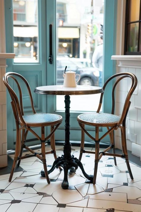 Charming French Bistro Table Styles for Your Nook French Bistro Table Outdoor, French Bistro Cafe, French Cafe Table And Chairs, Parisian Cafe Chairs, Indoor Bistro Set, French Bistro Aesthetic, French Bistro Interior, French Breakfast Table, French Bistro Patio