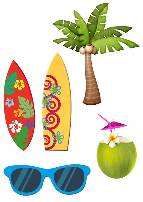 Beach Props, Surf Cake, Beach Cake Topper, Moana Theme Birthday, Hawaiian Party Decorations, Flamingo Theme, Beach Cakes, Summer Deco, Fiesta Tropical