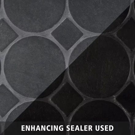 Maverick Slate Mosaic Slate Mosaic Tile, Dark Tile Powder Room, Masculine Powder Bath, Tile Floor Black Grout, Bathroom With Stone Floor, Bathroom With Slate Floor, Slate Wall Tiles Bathroom, Bathroom Dark Tile Floor, Best Bathroom Flooring Tile