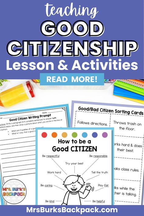 In this blog post, I am sharing the best citizenship resources for your elementary school students. This lesson plan and activities are perfect for back-to-school season and for teaching students to understand the qualities of good citizens. Students will be able to describe the purpose of rules/laws. Here you will find 17 total pages of engaging activities to build a stronger classroom community of learners. Students will love these hands-on activities! Read more information here. Teaching Citizenship, Teaching Classroom Rules, Citizenship Lessons, Social Studies Lesson Plans, School Lesson Plans, Elementary Lesson Plans, Good Citizen, Positive Learning, Social Studies Activities