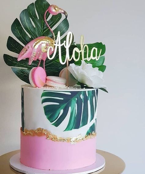 Tropical Themed Cake, Tropical Birthday Theme, Pool Birthday Cakes, Aloha Cake, Tropical Birthday Cake, Hawaiian Cake, Tropical Wedding Cake, Tropical Birthday Party, Flamingo Cake