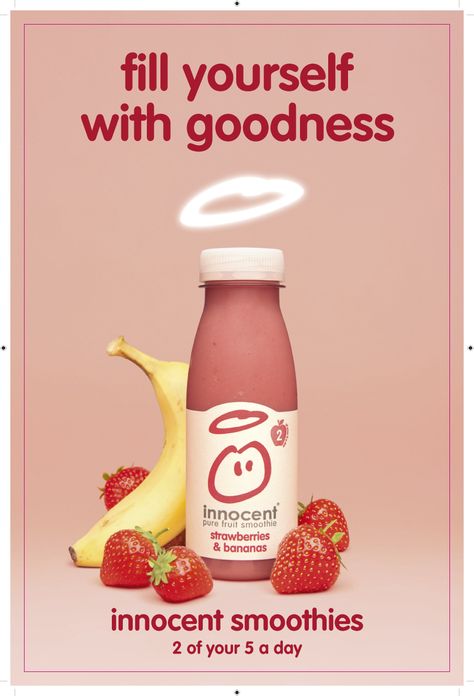 Smoothie Advertisement Design, Smoothie Branding, Drink Poster Design, Innocent Smoothie, Innocent Drinks, Strawberry Blueberry Smoothie, Strawberry Drink, Juice Ad, Blueberry Smoothie Recipe