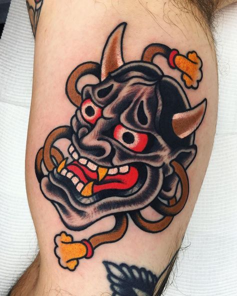 Traditional Tattoo Dragon, Japanese Mask Tattoo, Traditional Japanese Tattoo Flash, Desenhos Old School, Hannya Mask Tattoo, Hanya Tattoo, Japanese Flower Tattoo, Tattoo Dragon, Japanese Mask