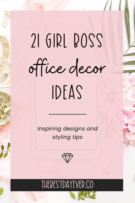 21 Girl Boss Office Decor Ideas: Inspiring Designs & Styling Tips Women Office Wall Decor, Office Decor Modern Chic, Wall Office Design Creative, Home Office Woman Work Spaces, Office Decor In Office Building, Decorating My Work Office, Cubicle Contact Paper Office Decor, Office Diy Ideas Workspaces, Call Office Decor