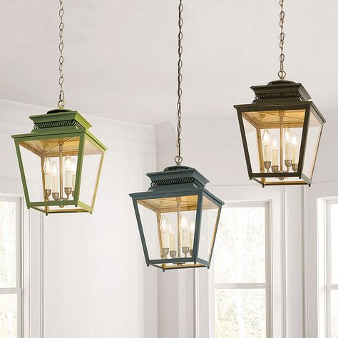 Foyer Lantern, Lanterns Over Kitchen Island, Lantern Chandelier Dining Room, Pendant Lantern, New England Lighting, Lantern Lighting, Front Porch Hanging Light, Lantern Chandelier Bathroom, Hallway Lights