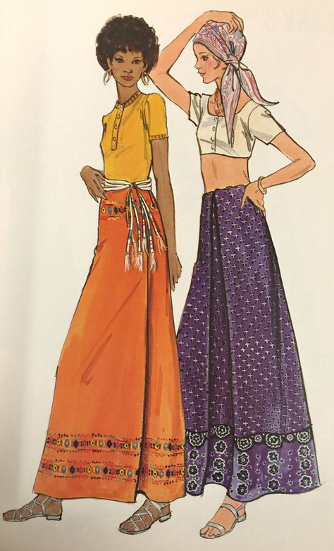 1970's Butterick maxi skirt pattern. From our archives. 1960s Maxi Skirt, Grungy Skirts, 70s Maxi Skirt Outfit, 70s Long Skirt, 70s Skirts, 70s Maxi Skirt, 1970s Skirt, Bohemian Skirts, Maxi Skirt Pattern