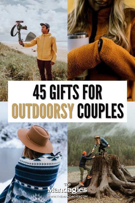 Outdoor Gift Ideas, Hiking Couple, Outdoor Hobbies, Couples Camping, Couple Gifts Basket, Wedding Present Ideas, Outdoorsy Couple, Wedding Gifts For Bride And Groom, Creative Wedding Gifts