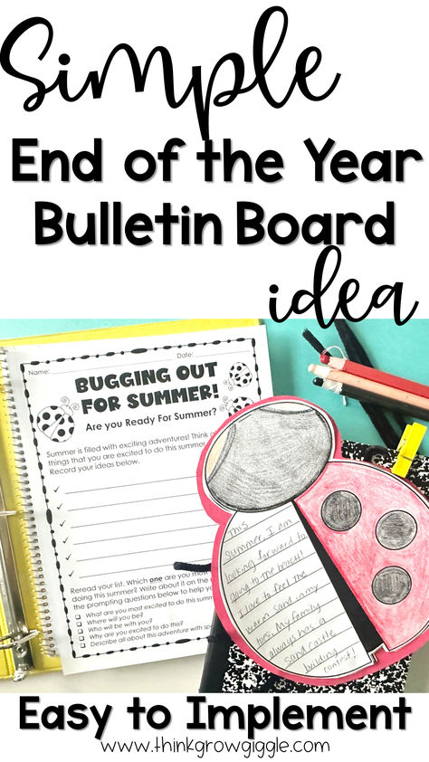 summer writing ladybug an end of the year bulletin board Bulletin Board Ideas Elementary, End Of Year Bulletin Board, School Year Memories, Teaching Cursive, Writing Projects, Clever Classroom, School Lesson Plans, Teacher Must Haves, Math Tasks