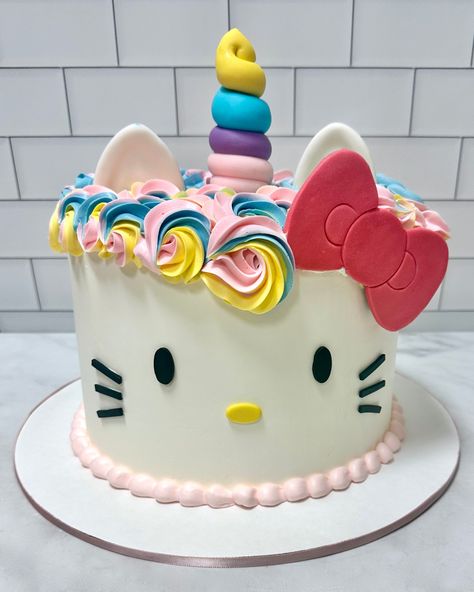 Hello Kitty Unicorn Cake, Hello Kitty Rainbow Party, Inicorn Cake, Kitty Unicorn Cake, Hello Kitty Birthday Cake Ideas, Hello Kitty Rainbow Cake, Hello Kitty Birthday Party Ideas Cake, Hello Kitty Cake Ideas, Hello Kitty Unicorn