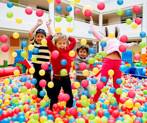 A new study warns of the health risks in ball pits.   According to Science Daily, “The study found considerable microbial colonization in ball pits that were tested, including eight bacteria and one yeast that could cause disease.  #kids #health Kids Ball Pit, Ball Play, Ball Pits, Soft Play Area, Ball Pool, Kids Study, Food Graphic Design, Kids Zone, Play Centre