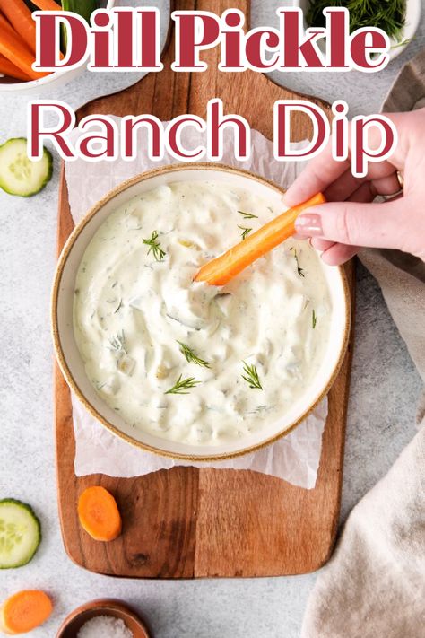 Dill Pickle Ranch, Pickle Ranch, Dill Pickle Dip Recipe, Pickle Dip Recipe, Dill Pickle Juice, Pickle Party, Wrapped Smokies, Dill Pickle Dip, Ranch Dip Recipe