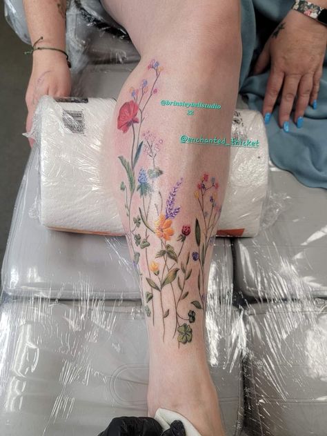 Colored Leg Tattoo, Leg Flowers Tattoo, Flower Tattoos Leg Ankle, Leg Tattoos Color, Wrap Around Ankle Tattoo Flowers, Flower Tattoos Leg, Leg Flower Tattoo, Floral Ankle Tattoo, Wrap Around Leg Tattoo Women